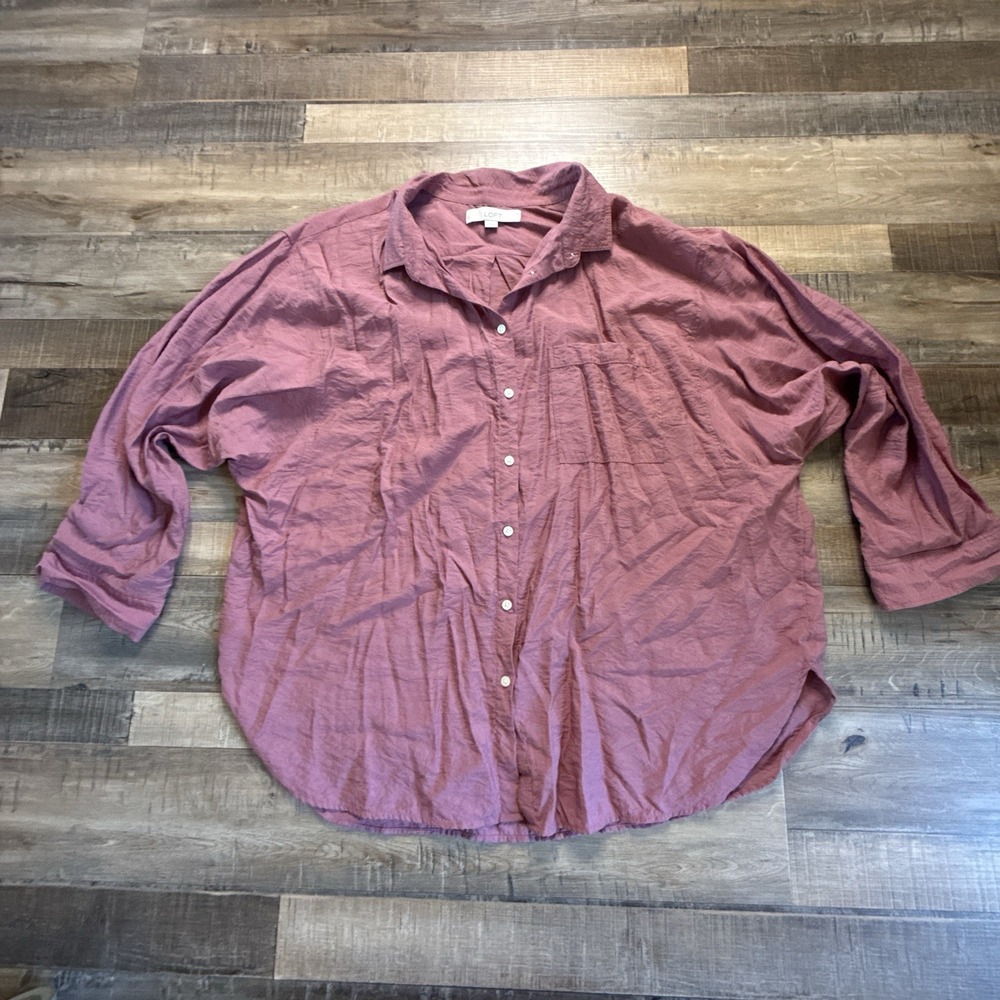 LOFT Dusty Rose Button Down Long Sleeve Women's Shirt Sz XL